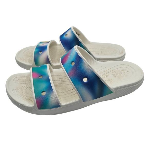 Crocs Solarized Tie Dye Women Size 10 Two Strap Waterproof Sandal Slide - Picture 1 of 6